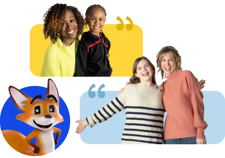 strider the fox, moms and girls in collage