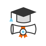 Graduation hat and diploma icon